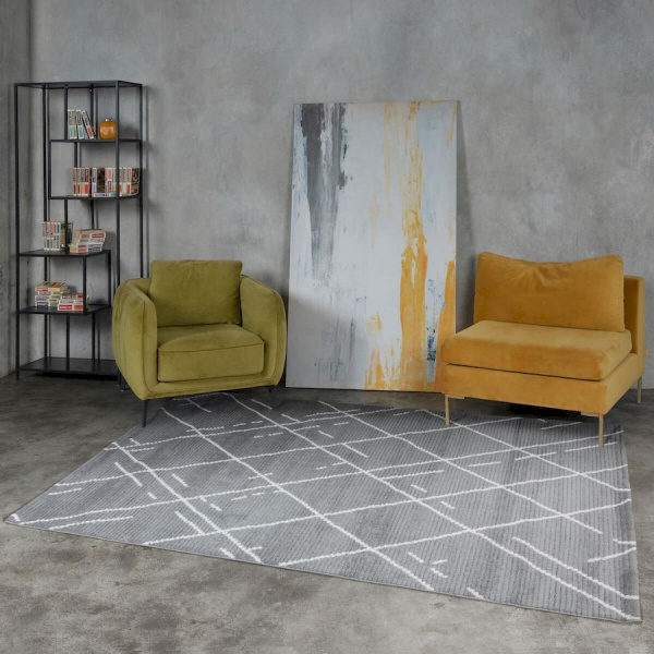 Турецкий прямоугольный ковёр  L348A GREY/WHITE