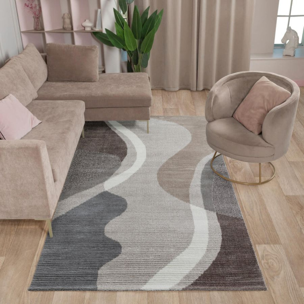 Турецкий прямоугольный ковёр  L356A BEIGE/GREY