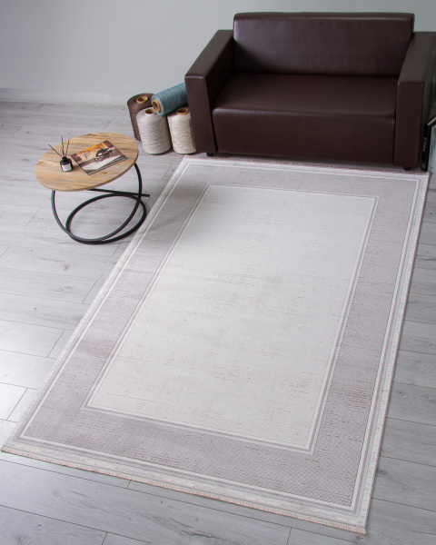Турецкий прямоугольный ковёр 00182 GREY / CREAM