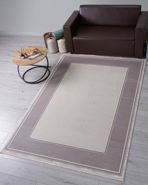 Турецкий прямоугольный ковёр 00182 GREY / CREAM