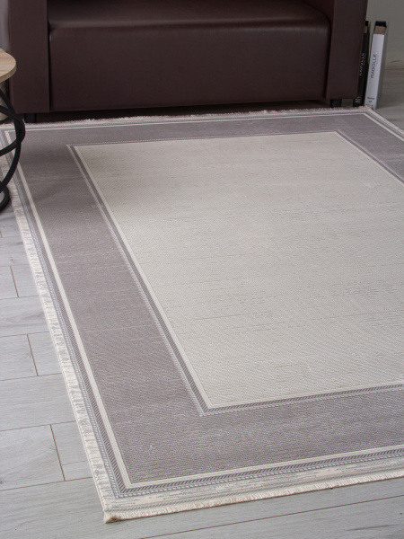 Турецкий прямоугольный ковёр 00182 GREY / CREAM