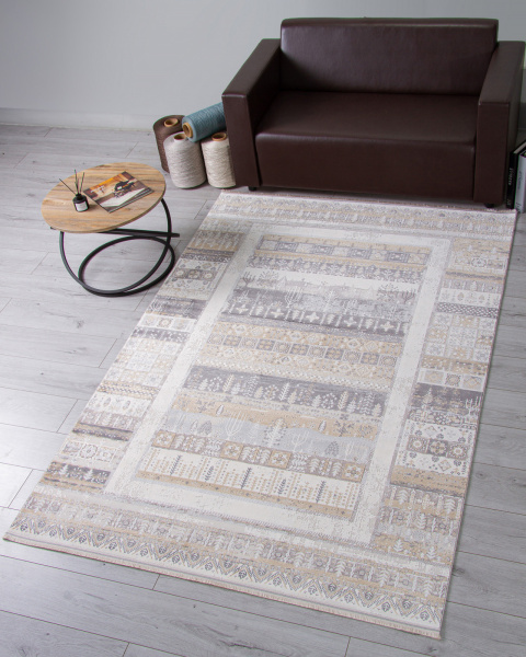 Турецкий прямоугольный ковёр 00266 GREY / BEIGE
