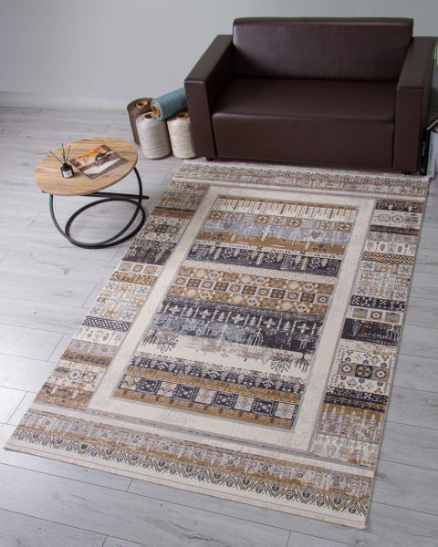 Турецкий прямоугольный ковёр 00266 GREY / BEIGE