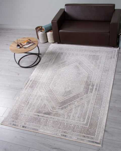 Турецкий прямоугольный ковёр 00524 GREY / CREAM