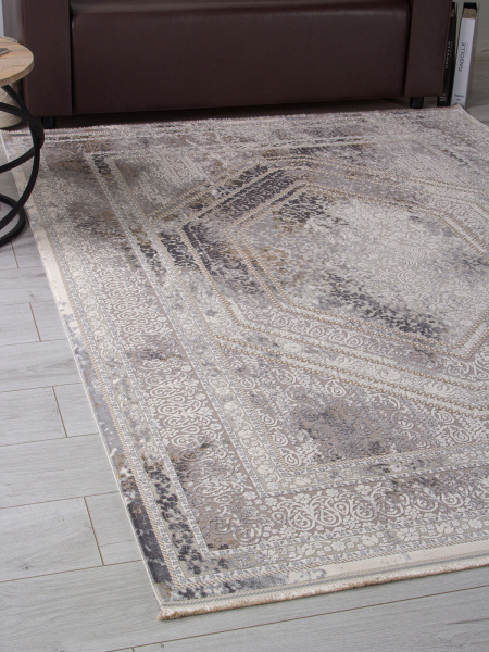 Турецкий прямоугольный ковёр 00524 GREY / CREAM