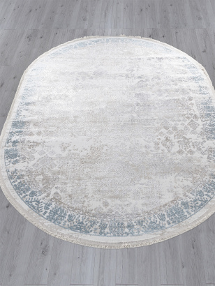 Турецкий овальный ковёр L252A CREAM SHRINK / BLUE FDY