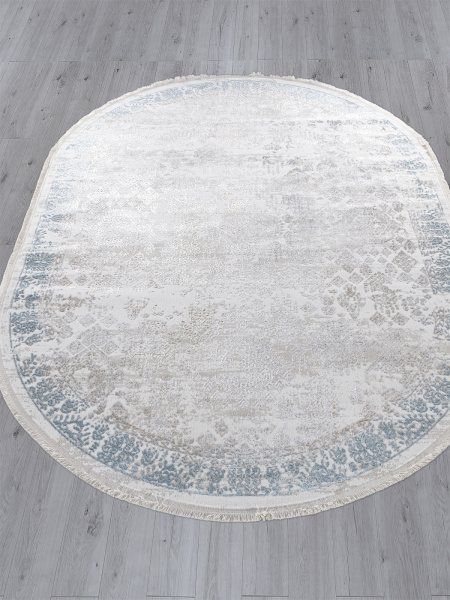 Турецкий овальный ковёр L252A CREAM SHRINK / BLUE FDY