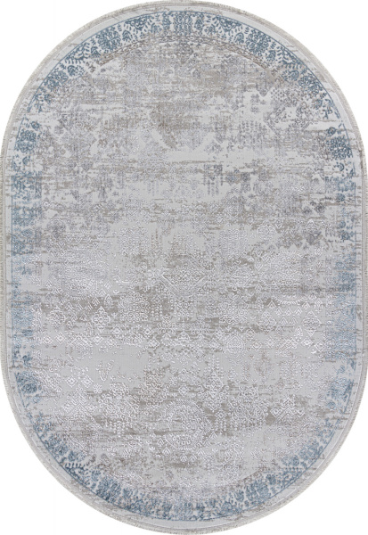 Турецкий овальный ковёр L252A CREAM SHRINK / BLUE FDY
