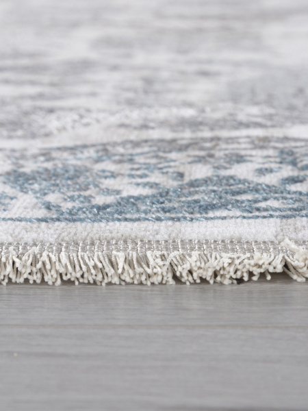 Турецкий овальный ковёр L252A CREAM SHRINK / BLUE FDY