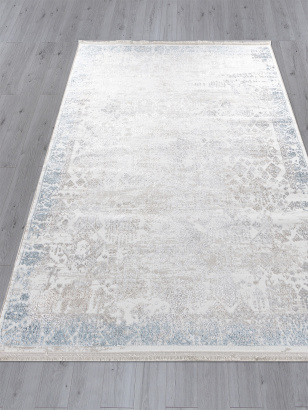 Турецкий прямоугольный ковёр L252A CREAM SHRINK / BLUE FDY
