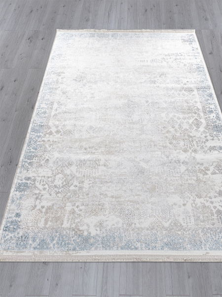 Турецкий прямоугольный ковёр L252A CREAM SHRINK / BLUE FDY