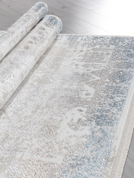 Турецкий прямоугольный ковёр L252A CREAM SHRINK / BLUE FDY