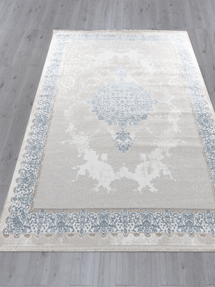 Турецкий прямоугольный ковёр L270A CREAM SHRINK / BLUE FDY