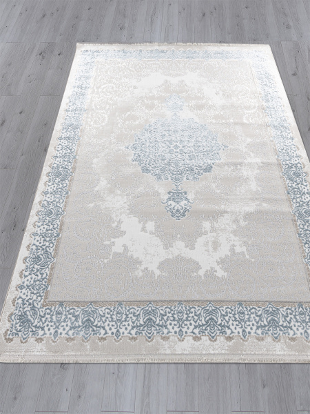 Турецкий прямоугольный ковёр L270A CREAM SHRINK / BLUE FDY