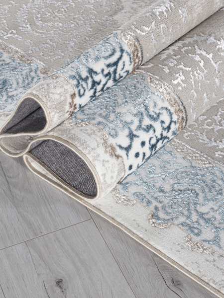 Турецкий прямоугольный ковёр L270A CREAM SHRINK / BLUE FDY