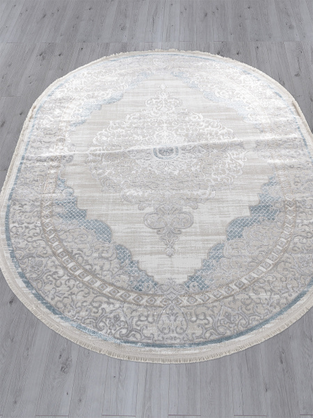 Турецкий овальный ковёр L279A CREAM SHRINK / BLUE FDY
