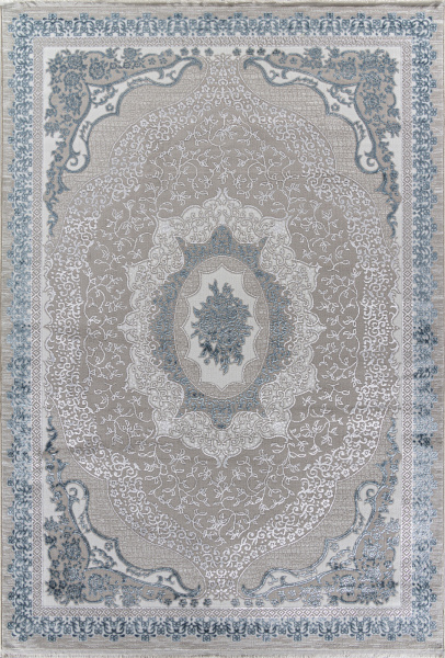 Турецкий прямоугольный ковёр Q010A CREAM SHRINK / BLUE FDY