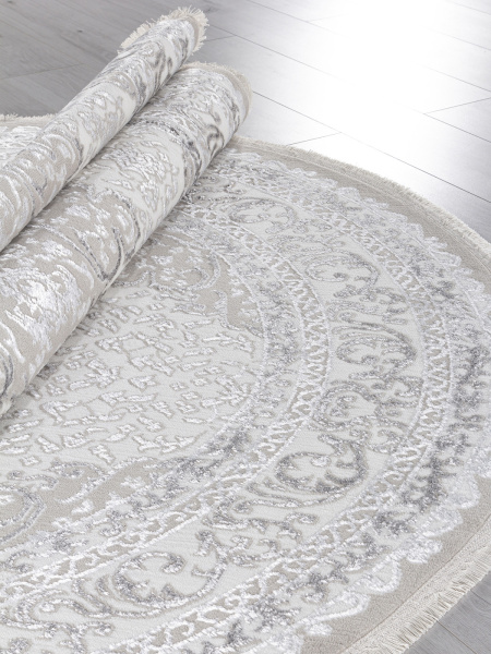 Турецкий овальный ковёр Q011A BEIGE SHRINK / GREY FDY