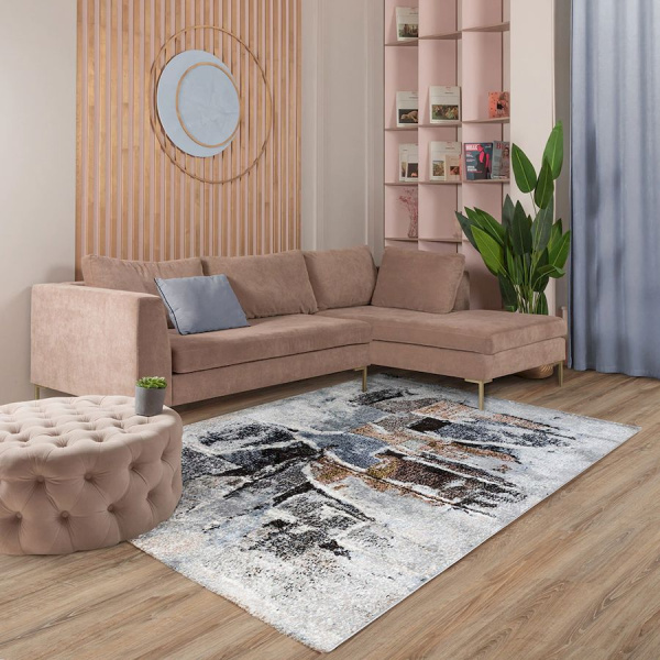 Турецкий прямоугольный ковёр  M573A GREY/WHITE