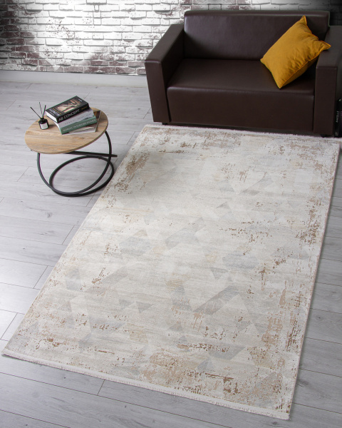 Турецкий прямоугольный ковёр F726AD BEIGE / L.BROWN
