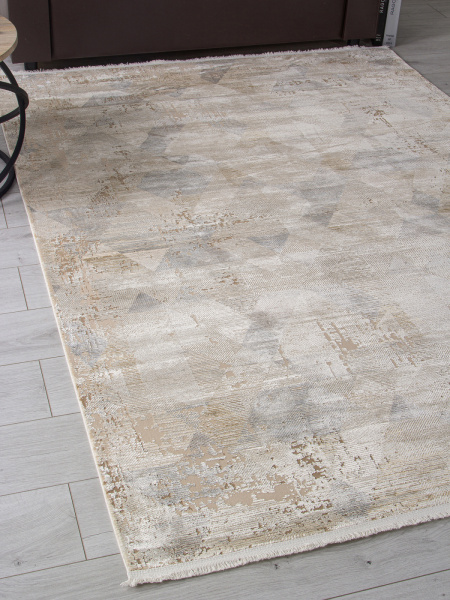 Турецкий прямоугольный ковёр F726AD BEIGE / L.BROWN