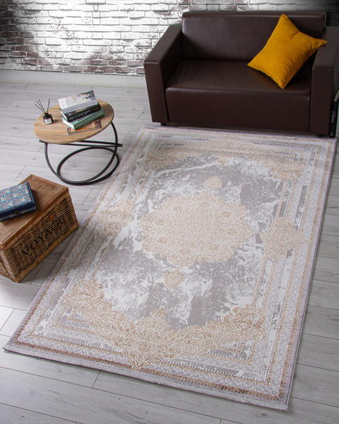 Российский прямоугольный ковёр F580 GRAY-GREEN