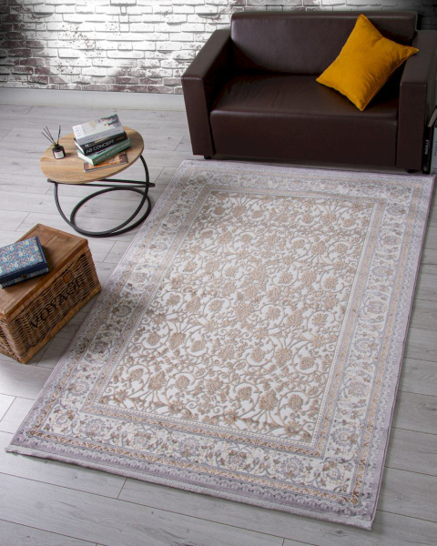 Российский прямоугольный ковёр F608 GRAY-GREEN