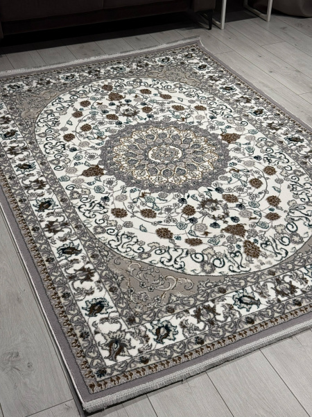 Российский прямоугольный ковёр F611 GRAY-BLUE