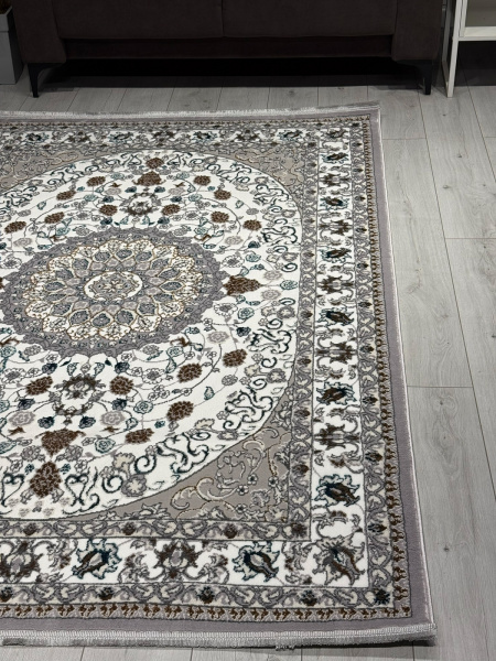 Российский прямоугольный ковёр F611 GRAY-BLUE