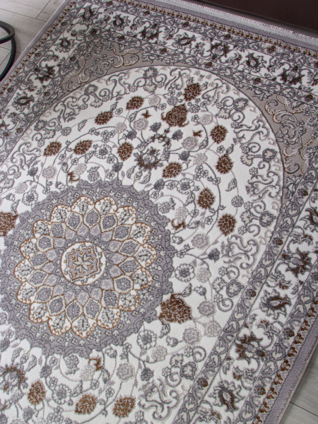 Российский прямоугольный ковёр F611 GRAY-GREEN