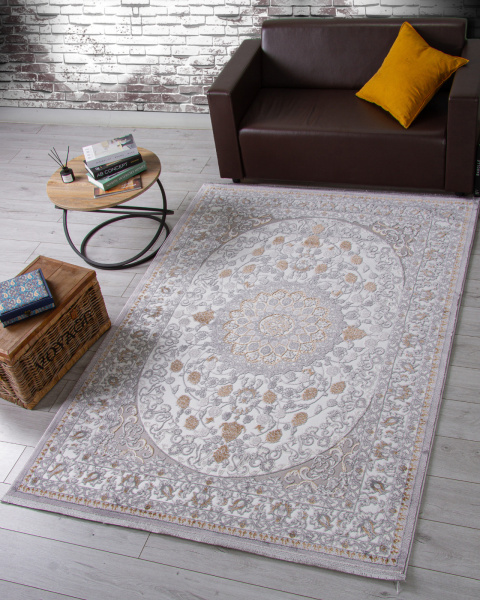 Российский прямоугольный ковёр F611 GRAY-GREEN