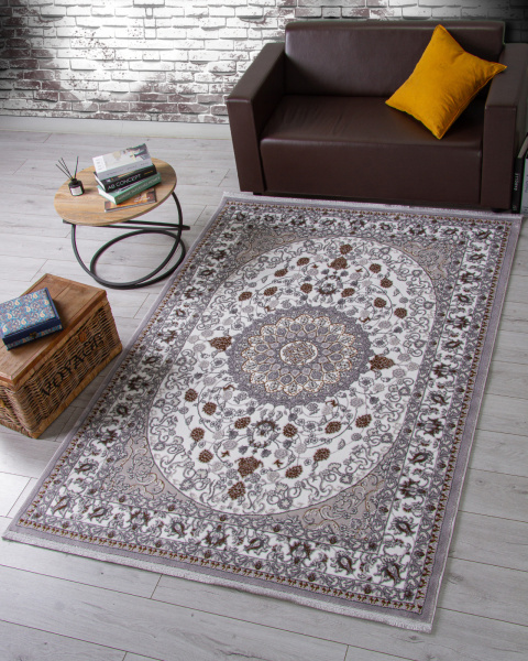 Российский прямоугольный ковёр F611 GRAY-GREEN