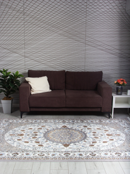 Российский прямоугольный ковёр F611 GRAY-L.BLUE