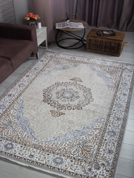 Российский прямоугольный ковёр F637 GREEN-L.BLUE