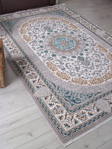 Российский прямоугольный ковёр F638 GREEN-BLUE