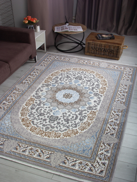 Российский прямоугольный ковёр F638 GREEN-L.BLUE