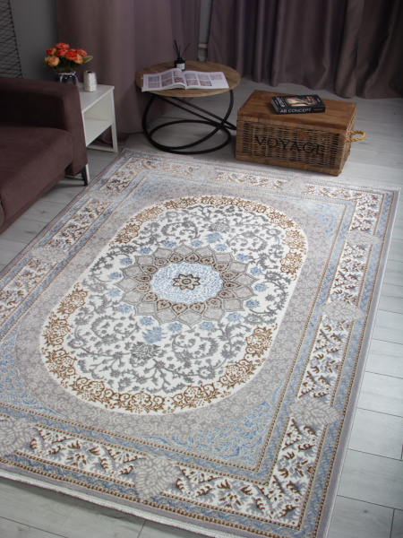 Российский прямоугольный ковёр F638 GREEN-L.BLUE