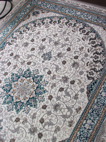 Российский прямоугольный ковёр F639 GREEN-BLUE