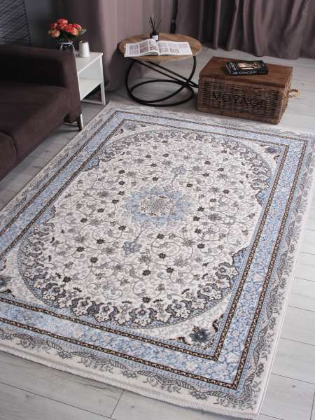 Российский прямоугольный ковёр F639 GREEN-L.BLUE