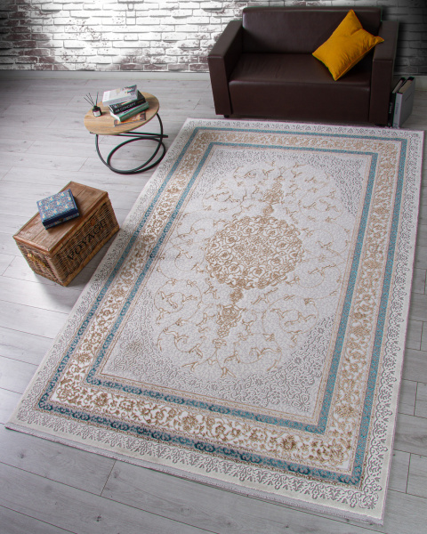 Российский прямоугольный ковёр F641 GREEN-BLUE