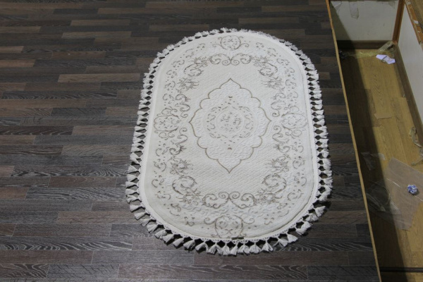 Турецкий овальный ковёр 07857A BROWN / WHITE