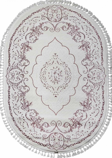 Турецкий овальный ковёр 07857A FUCHSIA /WHITE