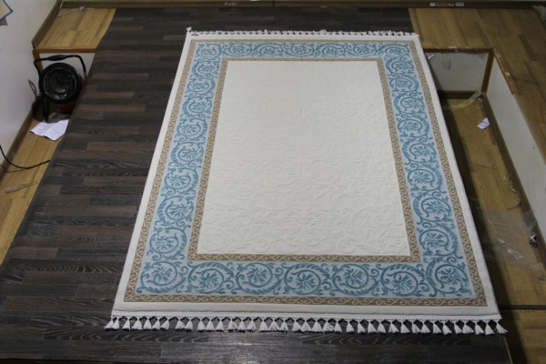Турецкий прямоугольный ковёр 08058T BLUE / WHITE