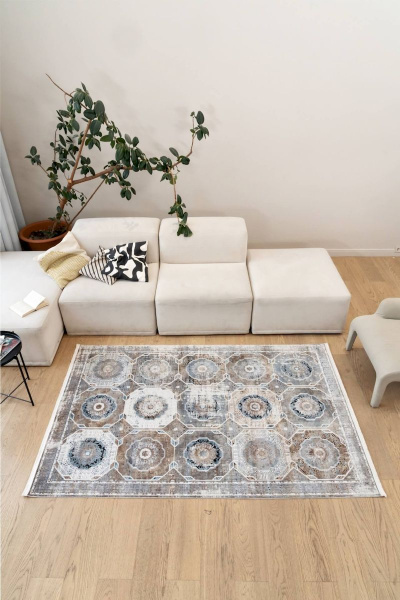 Турецкий прямоугольный ковёр 8808A BEIGE / GREY