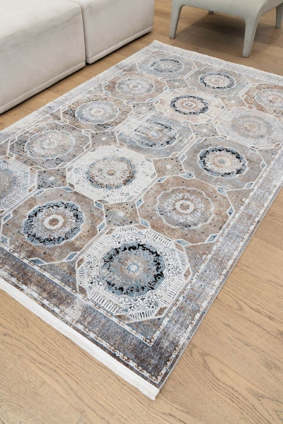 Турецкий прямоугольный ковёр 8808A BEIGE / GREY