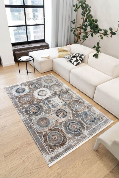 Турецкий прямоугольный ковёр 8808A BEIGE / GREY