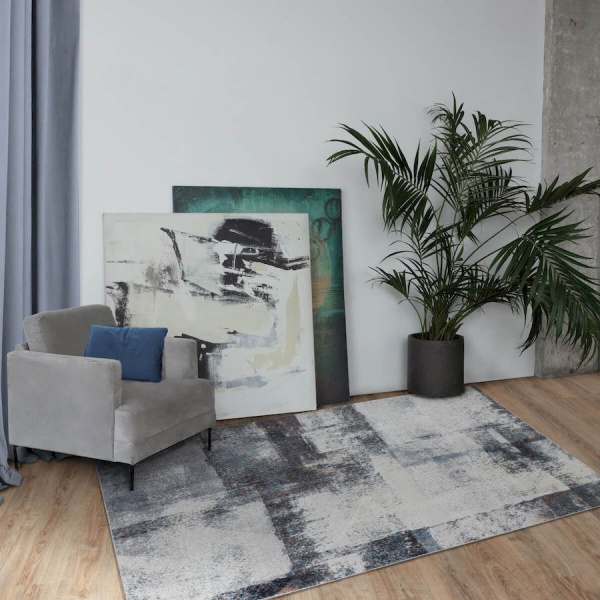 Турецкий прямоугольный ковёр  00582A L.GREY/M.GREY