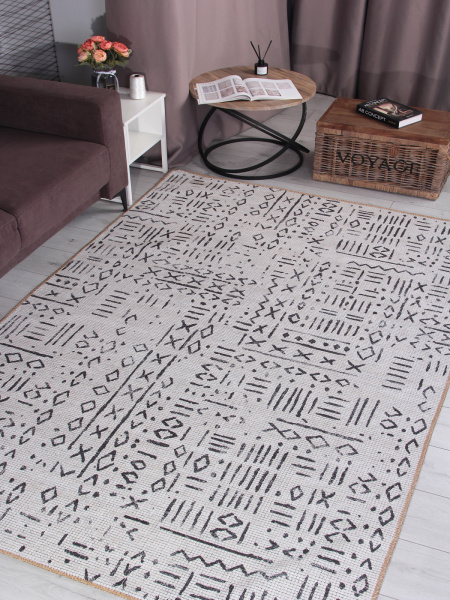 Турецкий прямоугольный ковёр AB739E BEIGE / BLACK