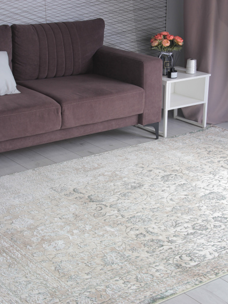 Турецкий прямоугольный ковёр 8504A S.WHITE / P.GREEN