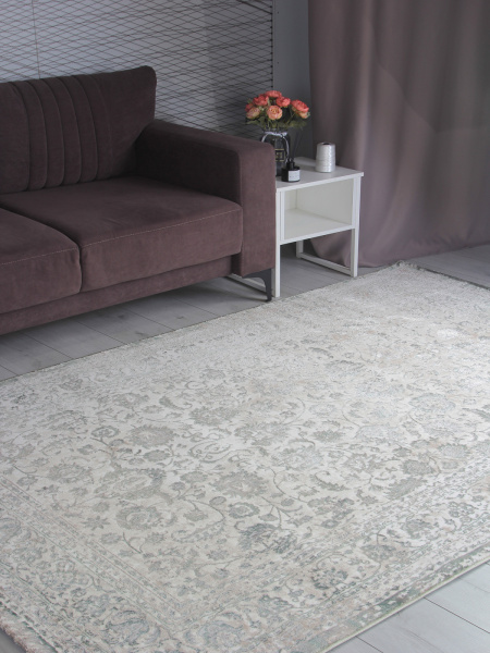 Турецкий прямоугольный ковёр 8504A S.WHITE / P.GREEN